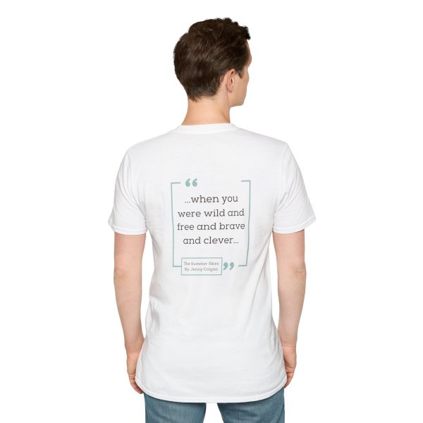 Unisex Softstyle T-Shirt, Literary Quote Tee, Book Lover Gift, Casual Outfit, Reading Shirt, Gift for Bookworms, The Summer Skies - Image 5