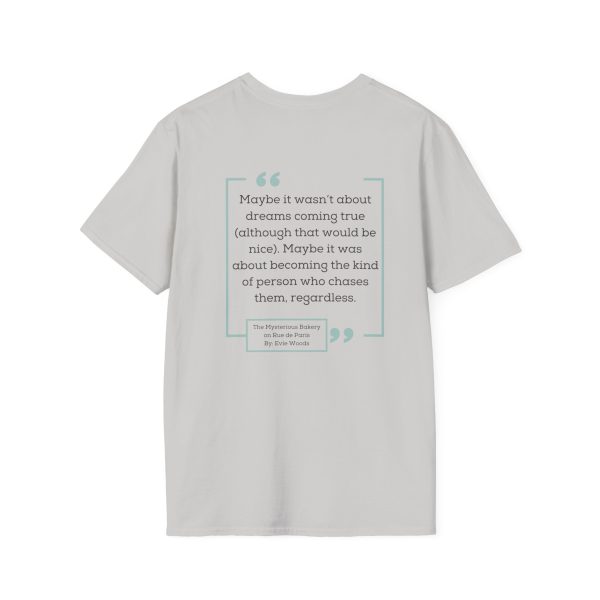 Unisex Softstyle T-Shirt, Literary Quote Tee, Book Lover Gift, Casual Outfit, Reading Shirt, Gift for Bookworms, The Mysterious Bakery on Rue de Paris - Image 7